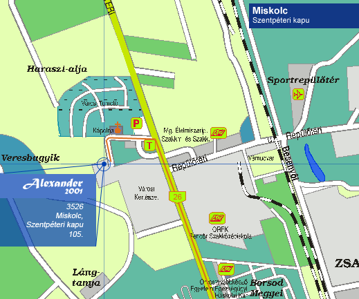 Alexander 2001 – telephely térkép